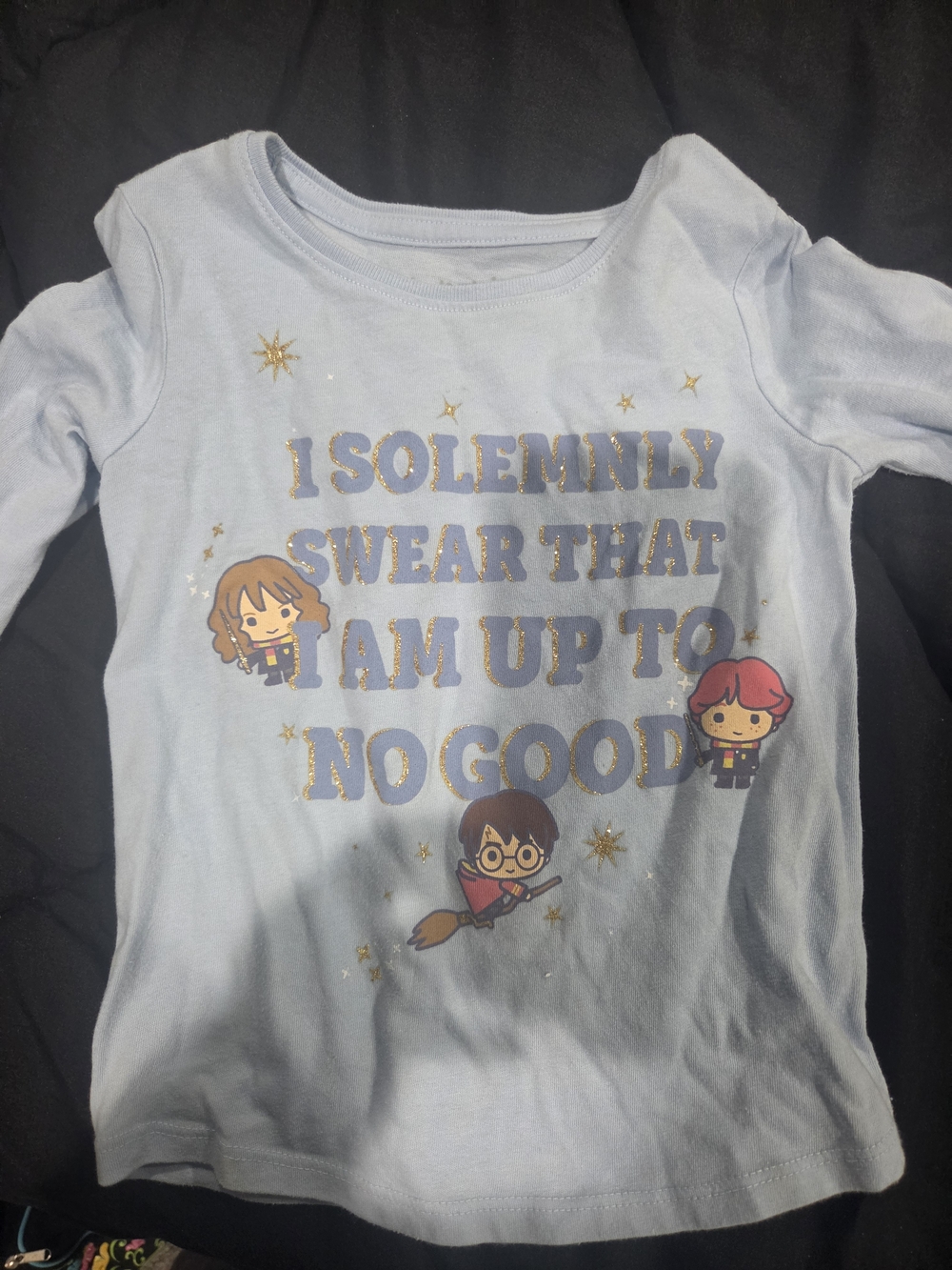 jumping beans Light Blue Long-Sleeve Tee with Gold Foil Harry Potter Quote